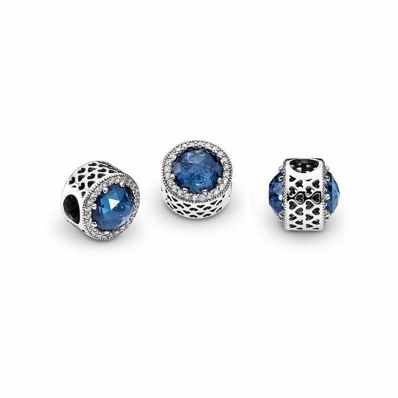 Pandora Sparkling Dark Blue Charm Ireland - Sterling Silver/Blue/Mixed Stones - 692817LCM